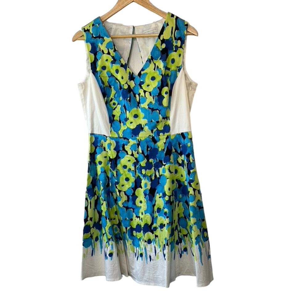 New York & Company Green Blue & White Sleeveless Sheath Dress Women's 12